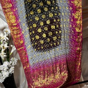 Pure Banarsi Chiffon Bandhni Kamdani Dupata Article 02