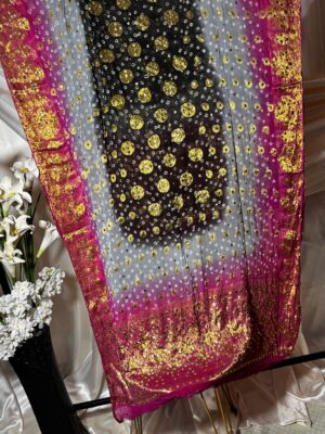 Pure Banarsi Chiffon Bandhni Kamdani Dupata Article 02
