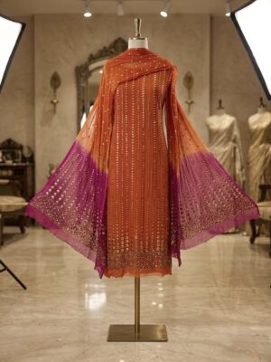 Pure chiffon mukaish work